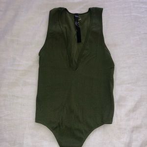 Green Deep V Bodysuit